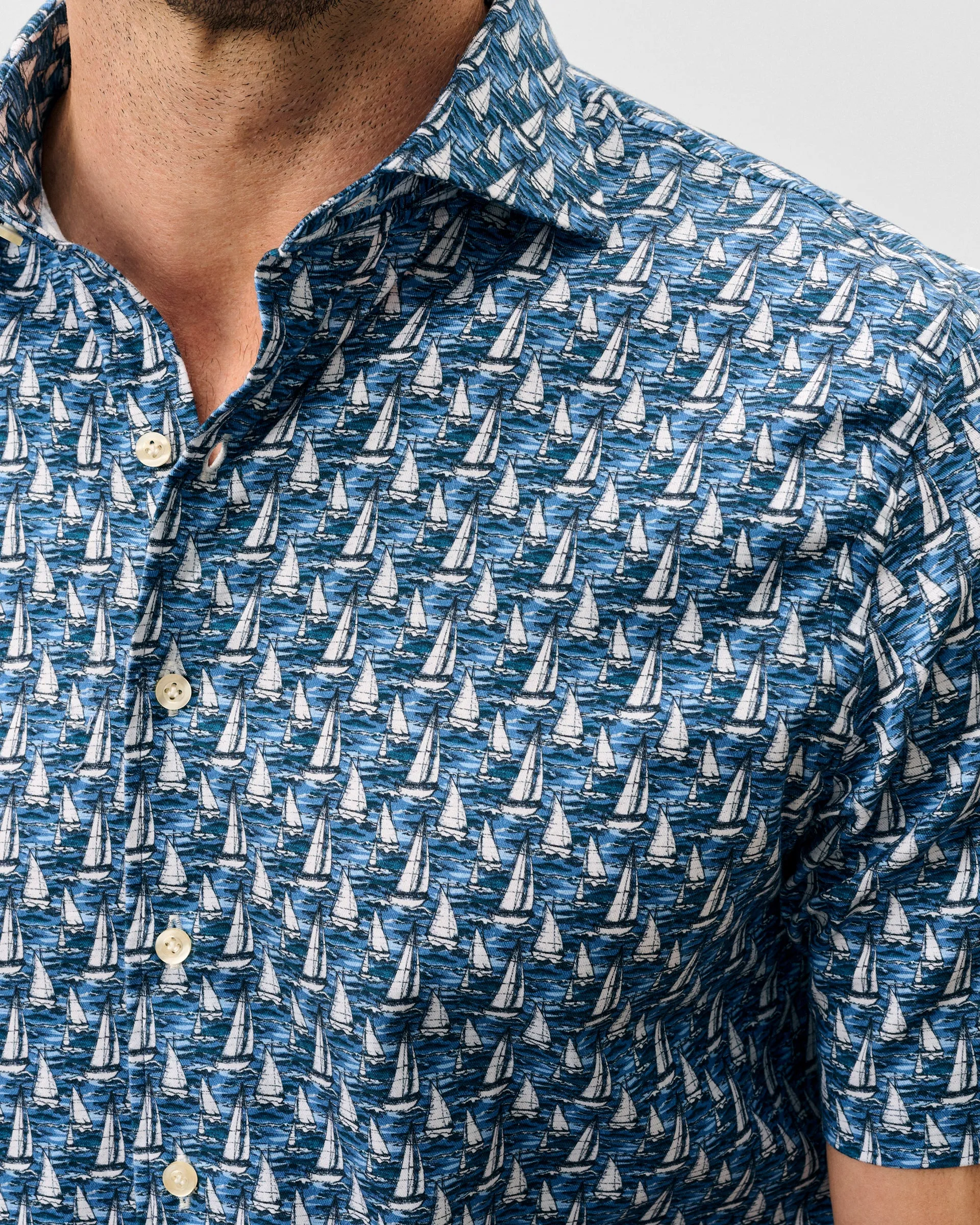 Tencel Blend Short Sleeve Button Down Shirt - Sailboat Print sold by Johnnie-O product image thumbnail 2