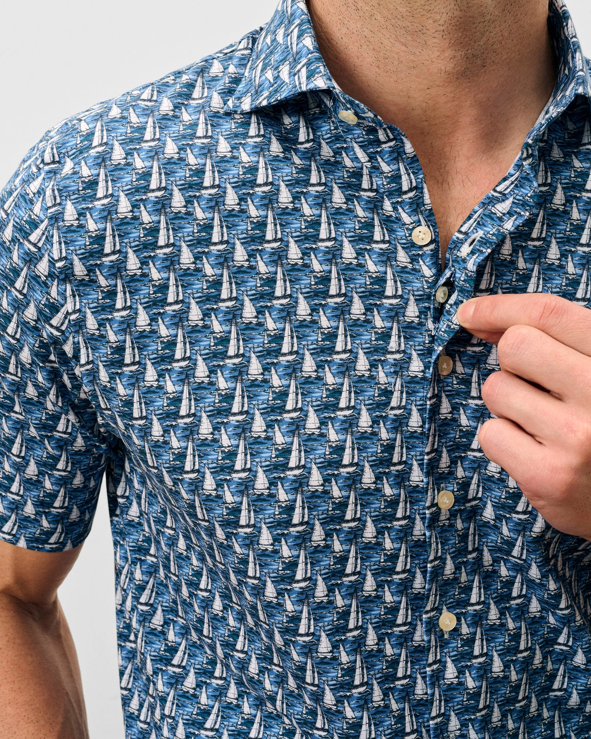 Tencel Blend Short Sleeve Button Down Shirt - Sailboat Print sold by Johnnie-O product image thumbnail 4