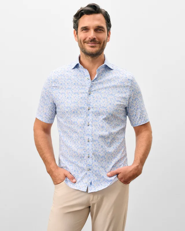 Tencel Blend Short Sleeve Button Down Shirt - Filipe Printed made by Johnnie-O