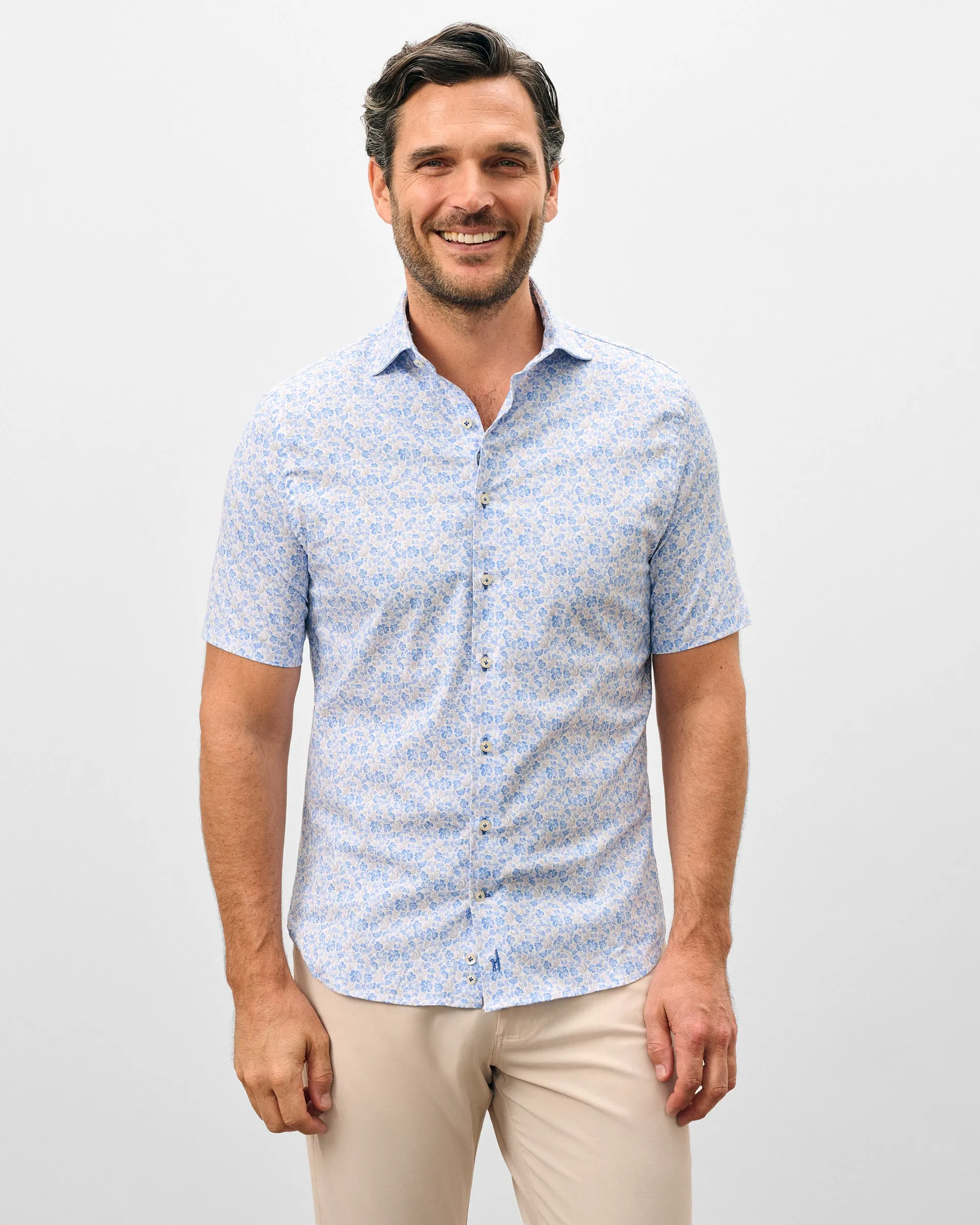 Tencel Blend Short Sleeve Button Down Shirt - Filipe Printed sold by Johnnie-O product image thumbnail 2