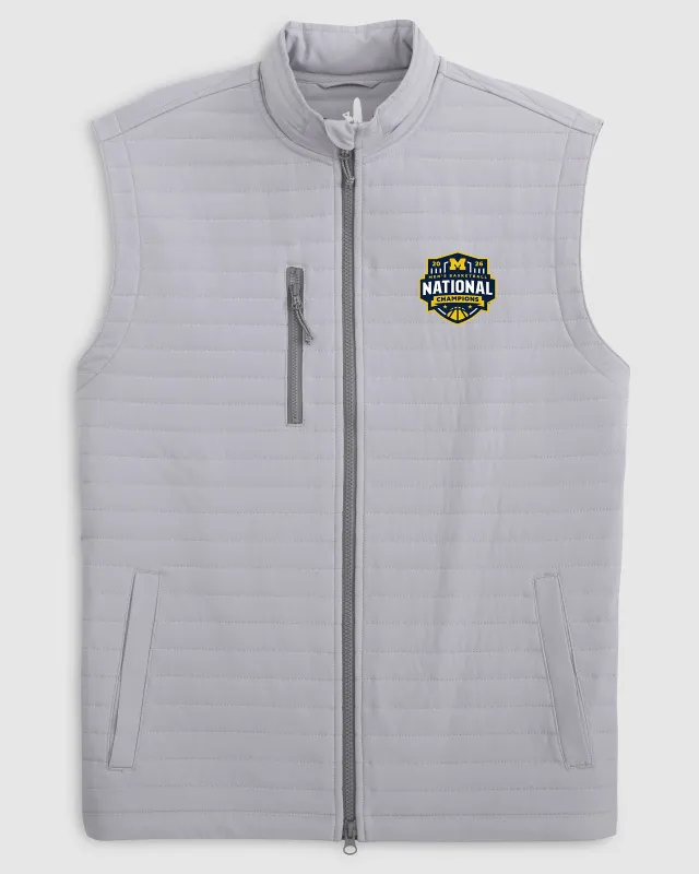University of Michigan Crosswind Quilted Performance Vest - 2026 Men's College Basketball Champions Logo made by Johnnie-O