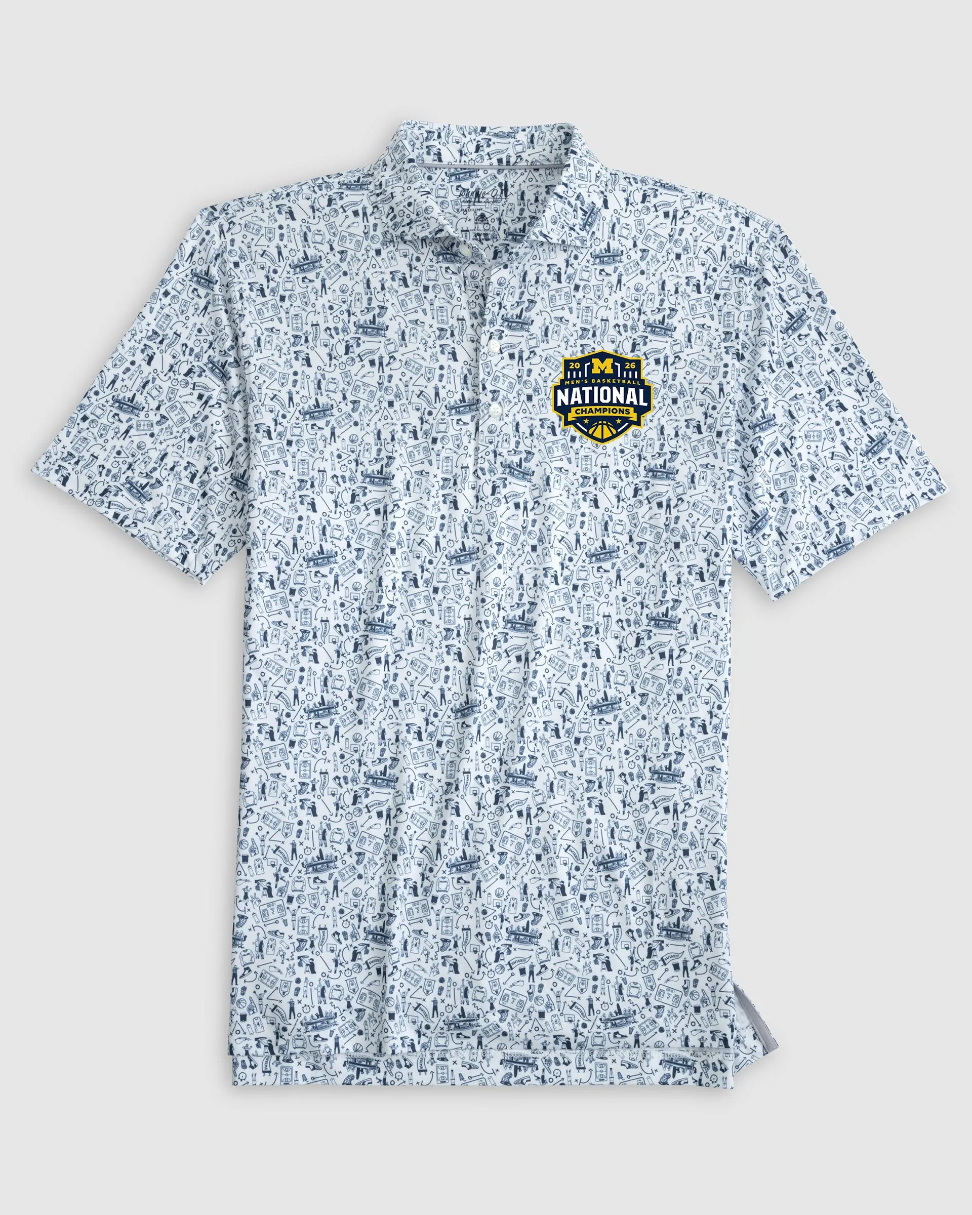 University of Michigan Hoop There It Is Printed Performance Jersey Polo - 2026 Men's College Basketball Champions Logo sold by Johnnie-O