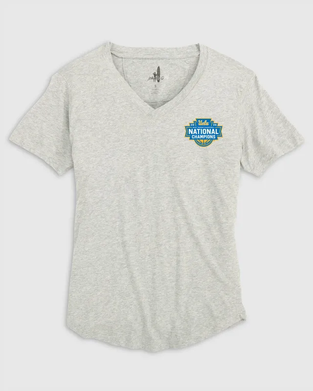 Women's UCLA Merediths V-Neck T-Shirt - 2026 Women's College Basketball Champions Logo made by Johnnie-O