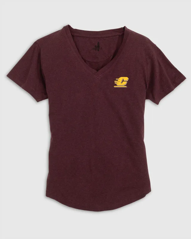 Women's Central Michigan University Merediths V-Neck T-Shirt made by Johnnie-O