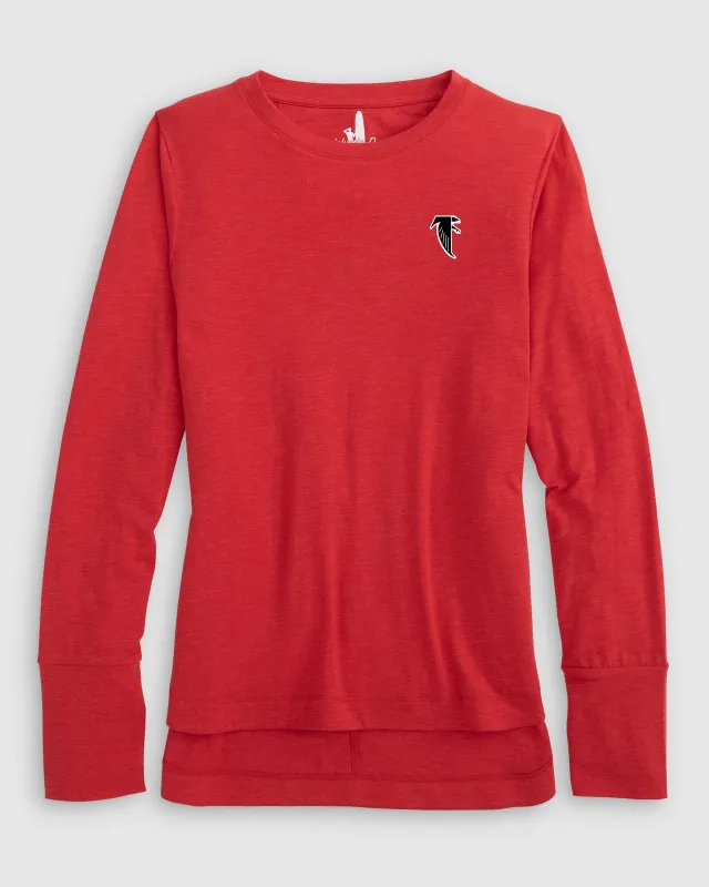 Women's Atlanta Falcons Valerie Long Sleeve Tee - Classic Logo made by Johnnie-O