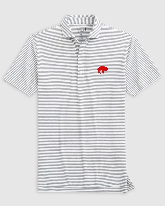 Buffalo Bills Stetsons Striped Performance Mesh Polo - Classic Logo made by Johnnie-O