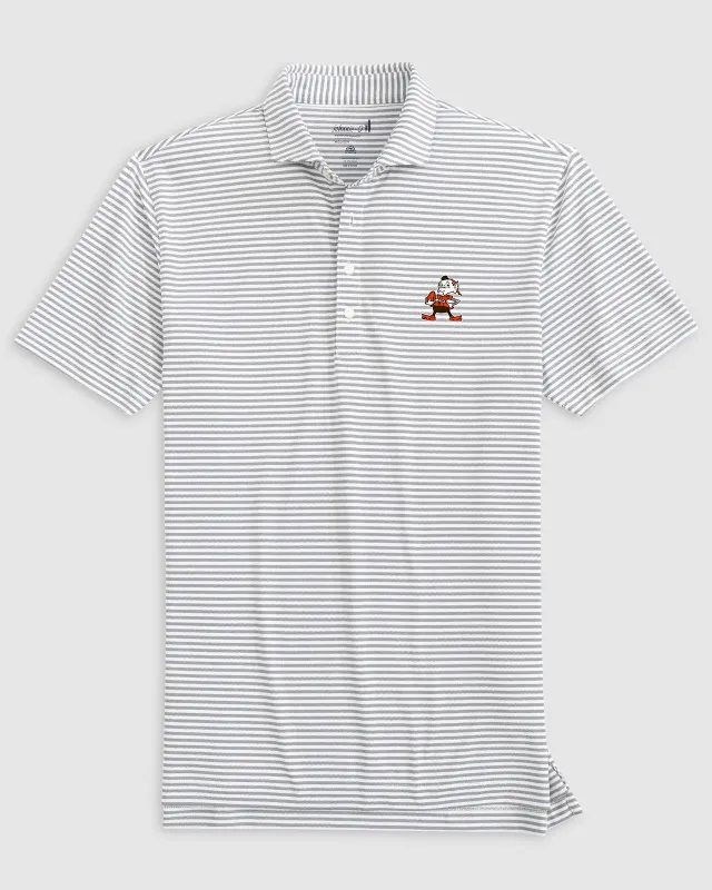 Cleveland Browns Stetsons Striped Performance Mesh Polo - Classic Brownie Logo made by Johnnie-O
