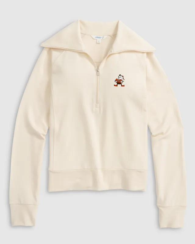 Women's Cleveland Browns Eliza 1/2 Zip - Classic Brownie Logo made by Johnnie-O