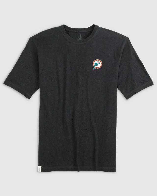 Miami Dolphins Heathered Spencer Crewneck T-Shirt - Classic Logo made by Johnnie-O