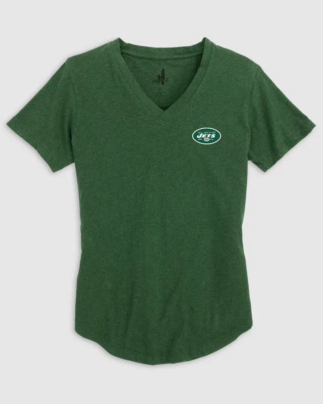 Women's New York Jets Merediths V-Neck T-Shirt T-Shirt - Classic Logo made by Johnnie-O