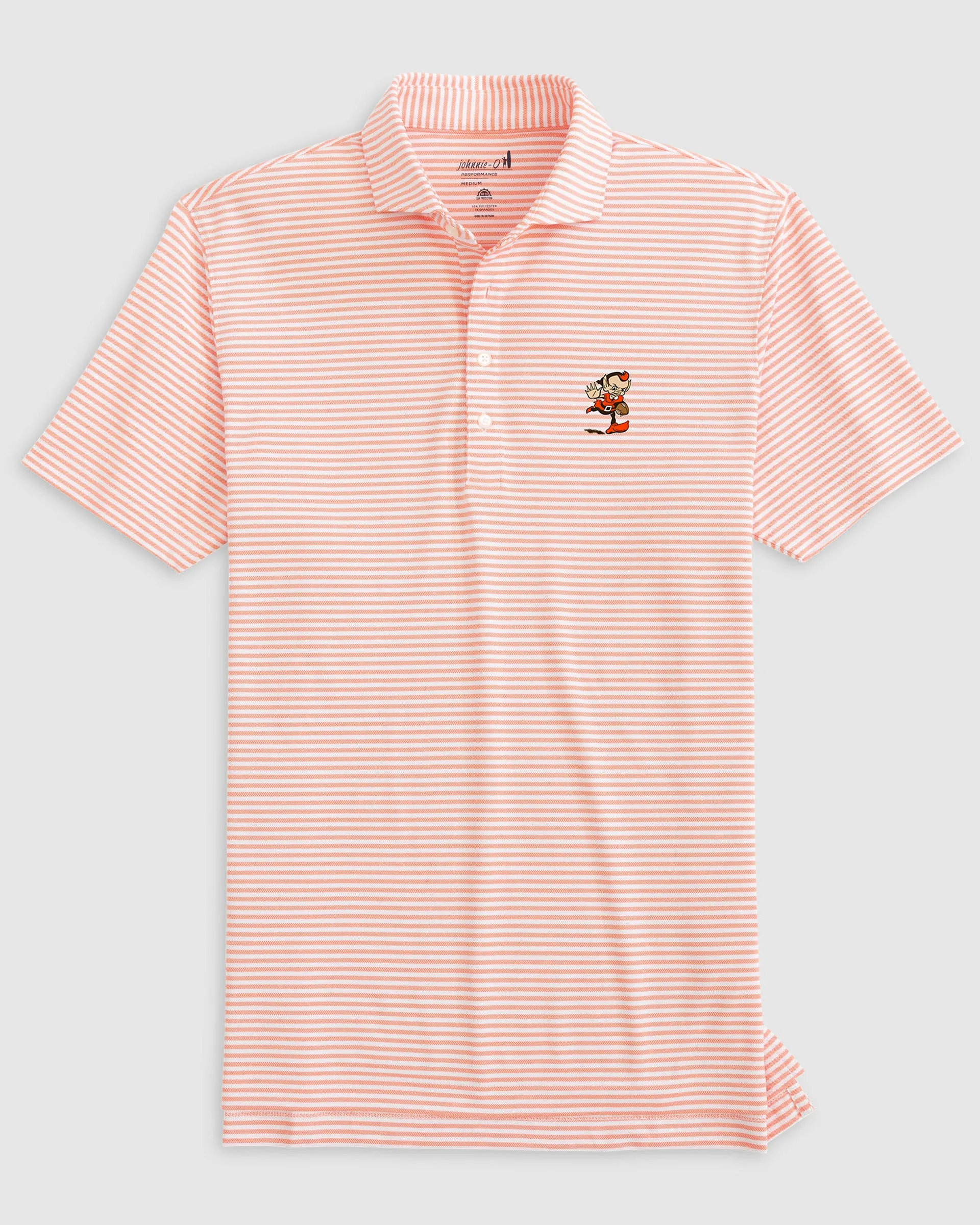 Cleveland Browns Stetsons Striped Performance Mesh Polo - Classic Logo sold by Johnnie-O