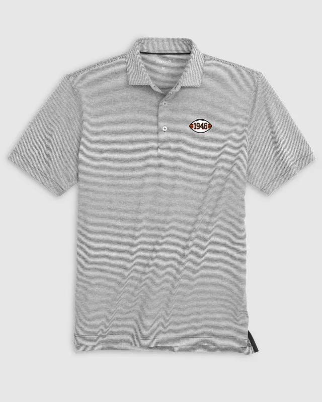 Cleveland Browns Lyndonn Striped Performance Jersey Polo - Classic 1946 Logo made by Johnnie-O