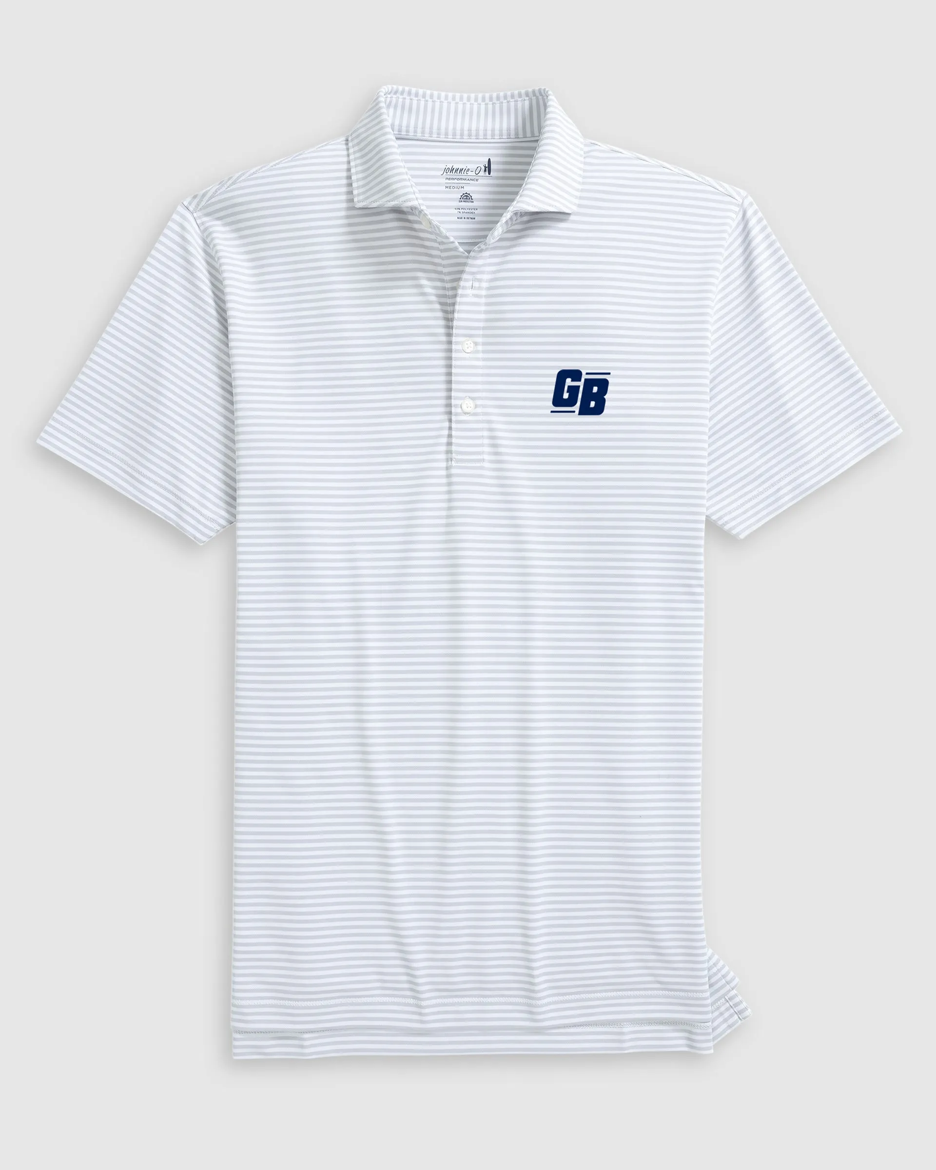 Green Bay Packers Stetsons Striped Performance Mesh Polo - Classic Logo sold by Johnnie-O