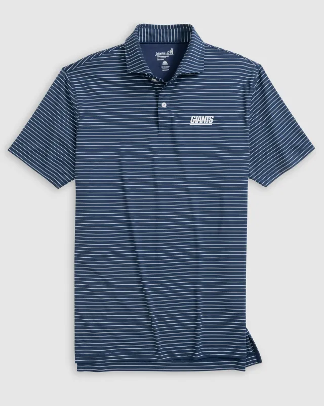New York Giants Beau Striped Performance Jersey Polo - Classic Logo made by Johnnie-O