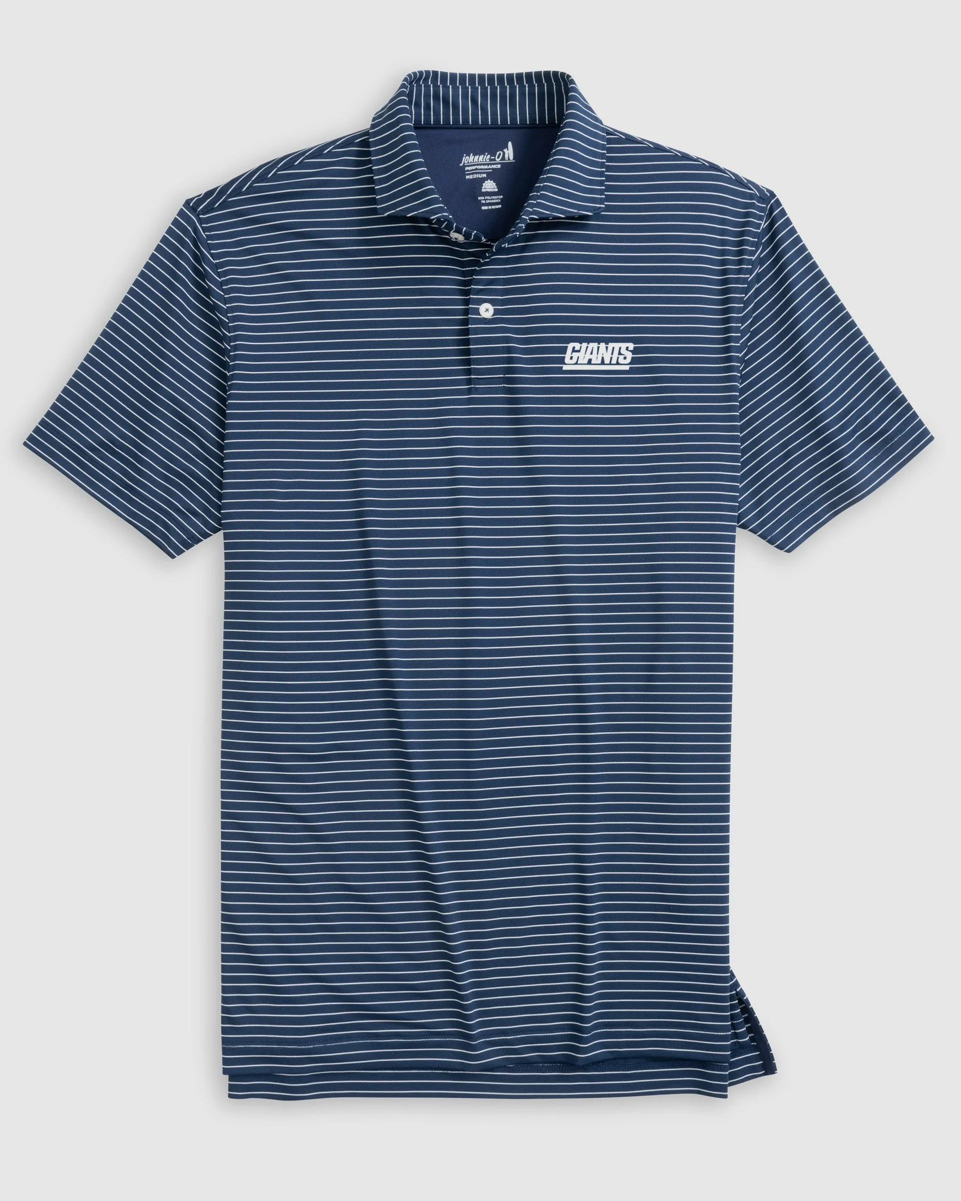 New York Giants Beau Striped Performance Jersey Polo - Classic Logo sold by Johnnie-O
