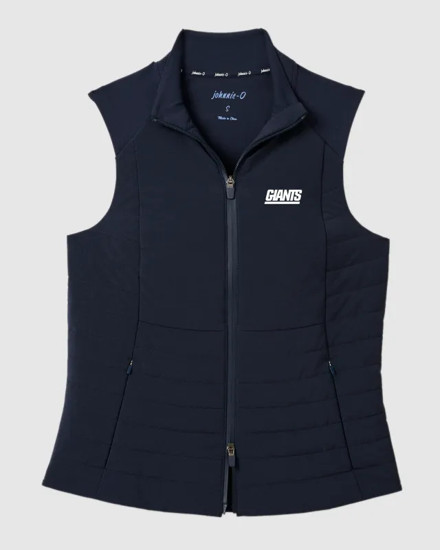 Women's New York Giants Victoria Performance Mixed Media Vest - Classic Logo made by Johnnie-O