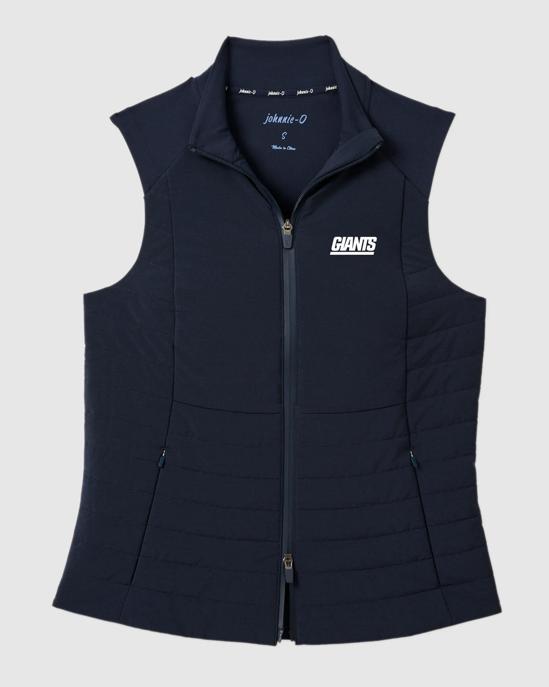 Women's New York Giants Victoria Performance Mixed Media Vest - Classic Logo sold by Johnnie-O