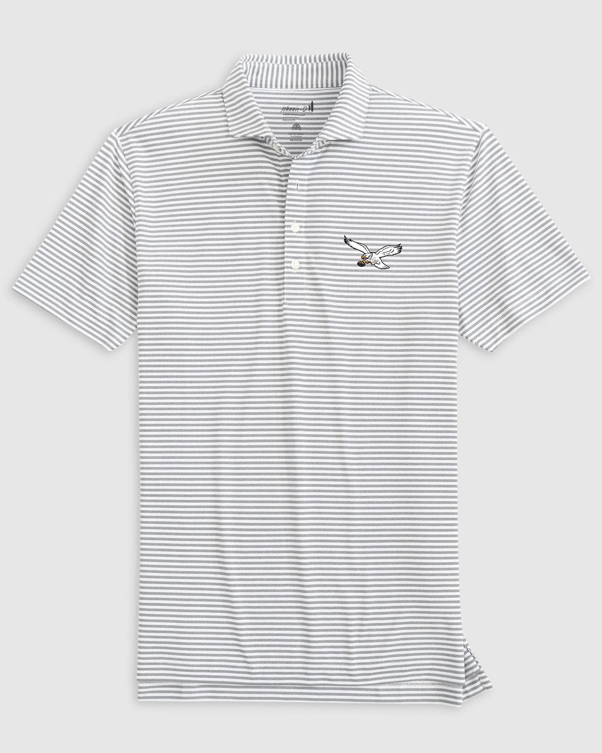 Philadelphia Eagles Stetsons Striped Performance Mesh Polo - Classic Logo sold by Johnnie-O