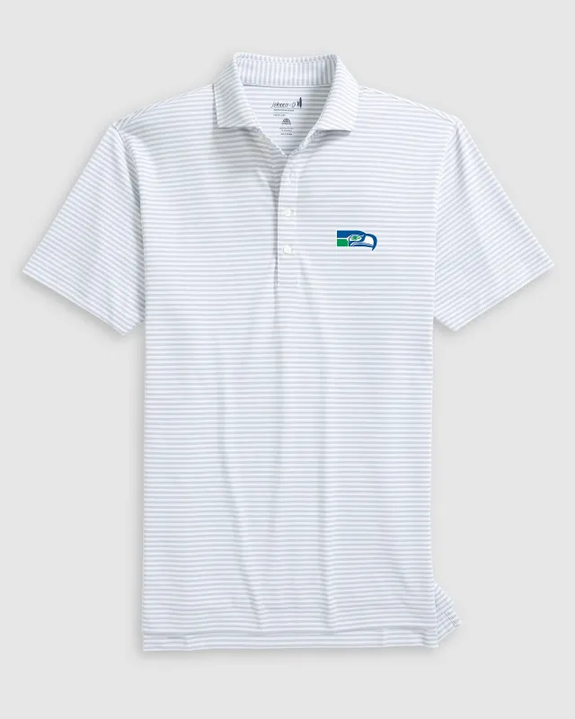 Seattle Seahawks Stetsons Striped Performance Mesh Polo - Classic Logo made by Johnnie-O