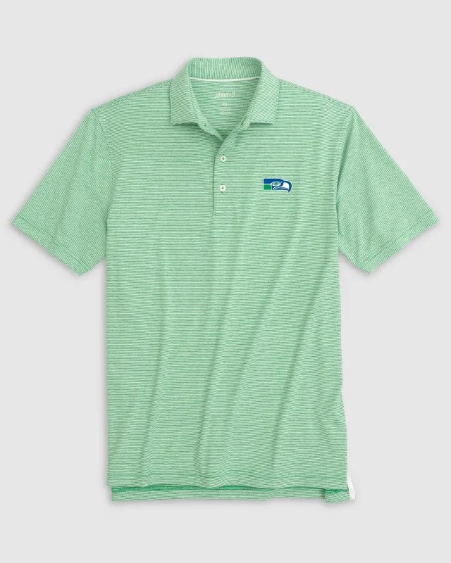 Seattle Seahawks Lyndonn Striped Performance Jersey Polo - Classic Logo made by Johnnie-O