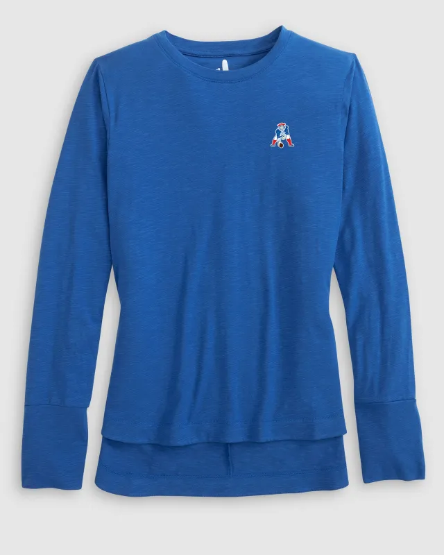 Women's New England Patriots Valerie Long Sleeve Tee - Classic Logo made by Johnnie-O