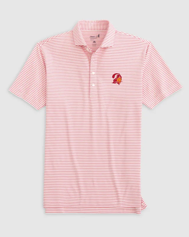 Tampa Bay Buccaneers Stetsons Striped Performance Mesh Polo - Classic Logo made by Johnnie-O
