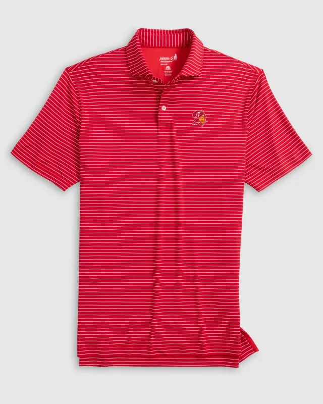 Tampa Bay Buccaneers Beau Striped Performance Jersey Polo - Classic Logo made by Johnnie-O
