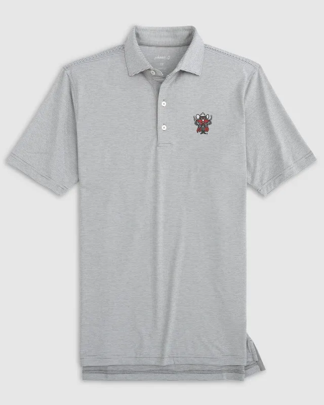 Texas Tech Lyndonn Striped Performance Jersey Polo - Red Raider Logo made by Johnnie-O