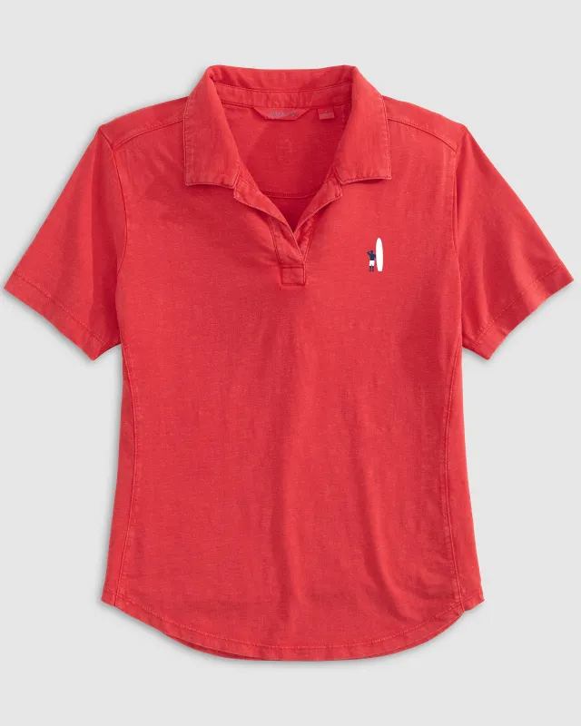 Women's Coastal Wash Polo - Two Tone Surfer Logo made by Johnnie-O