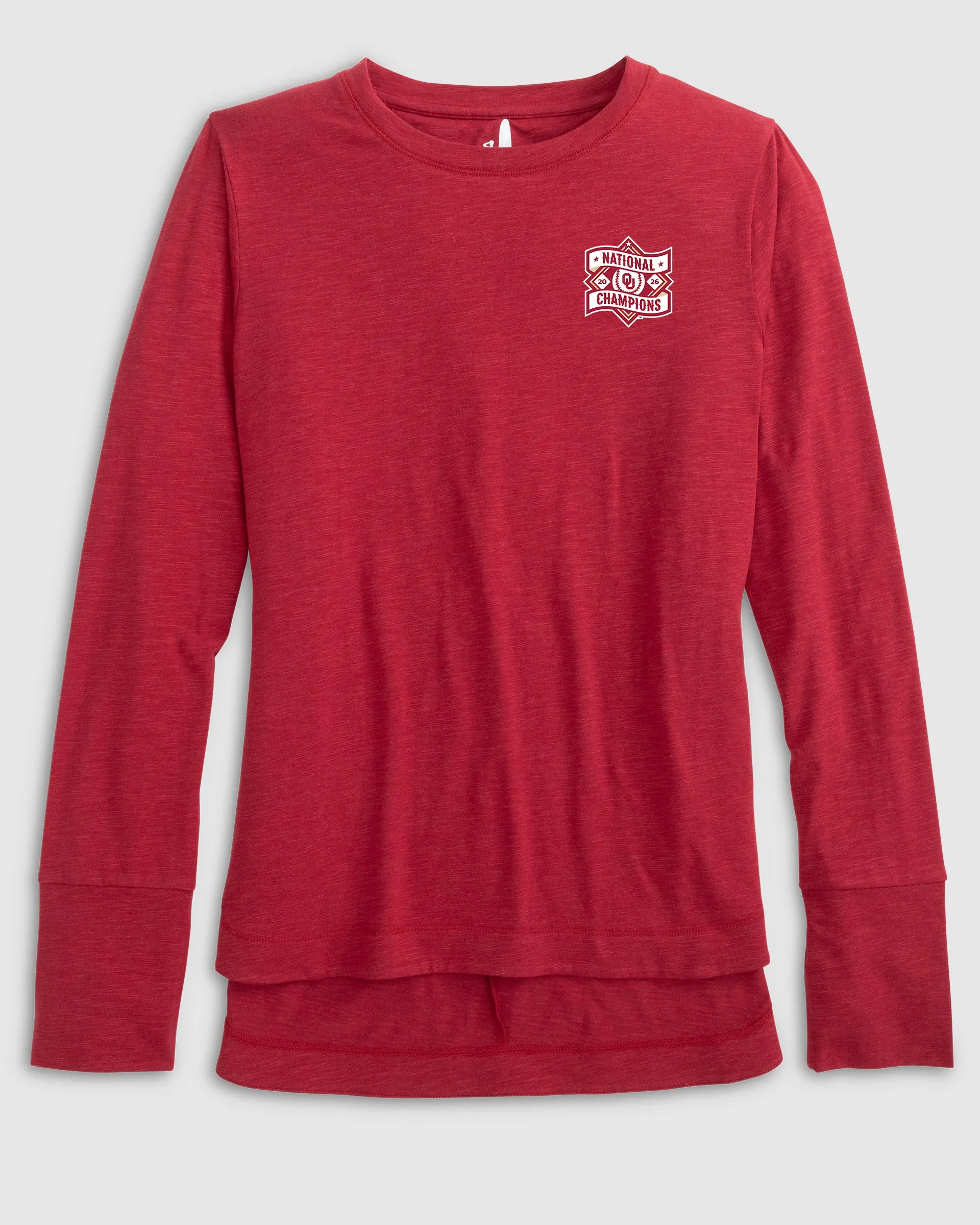 Women's University of Oklahoma Valerie Long Sleeve Tee - Men's College World Series Champions Logo sold by Johnnie-O