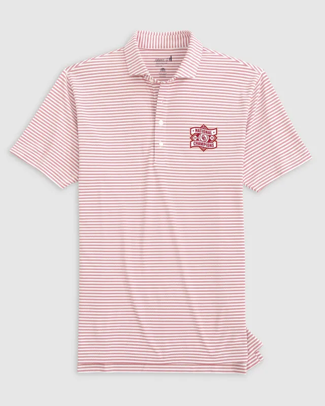 University of Oklahoma Stetsons Striped Performance Mesh Polo - Men's College World Series Champions Logo made by Johnnie-O