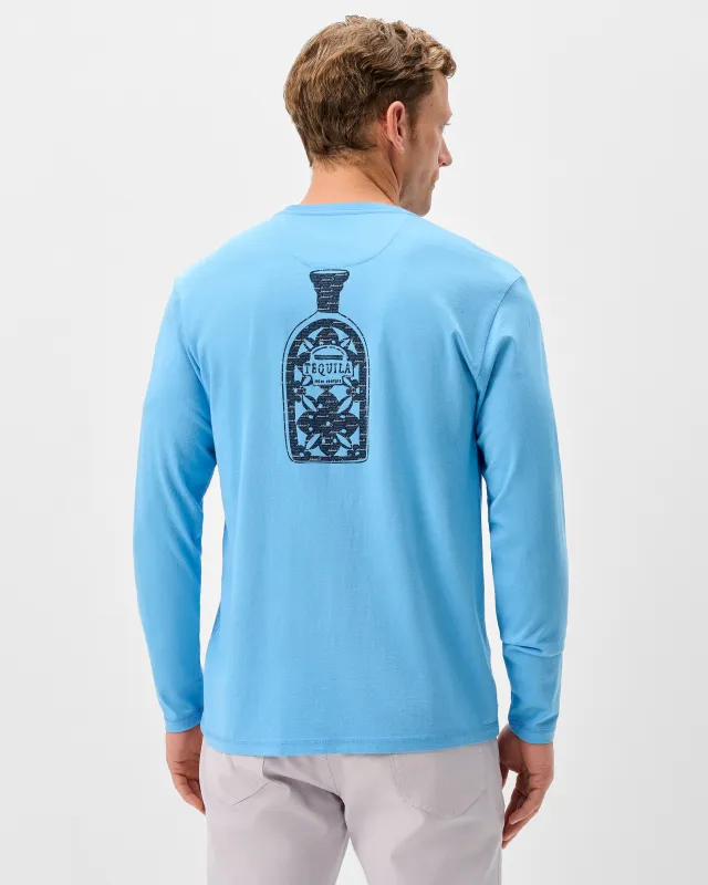 Long Sleeve Pocket T-Shirt - Blue Agave made by Johnnie-O