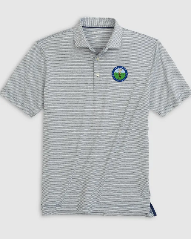 Carolinas Golf Association Lyndonn Striped Performance Jersey Polo made by Johnnie-O