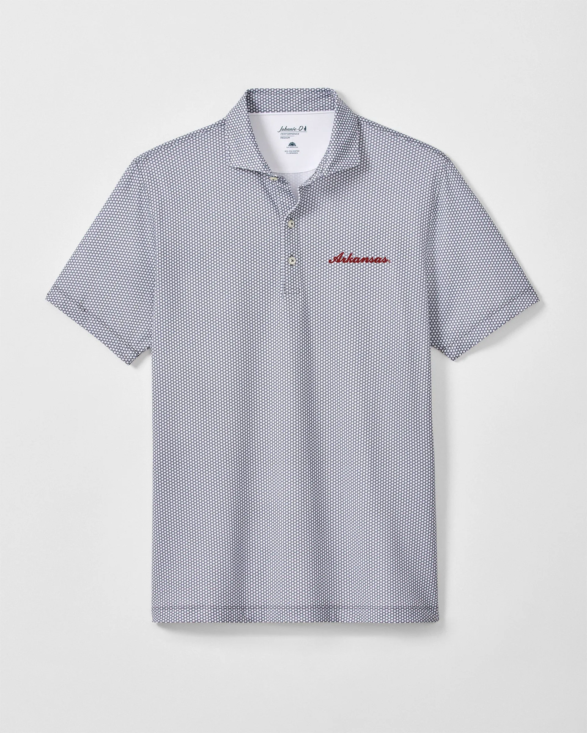 University of Arkansas Hex Performance Jersey Polo - Script Logo sold by Johnnie-O