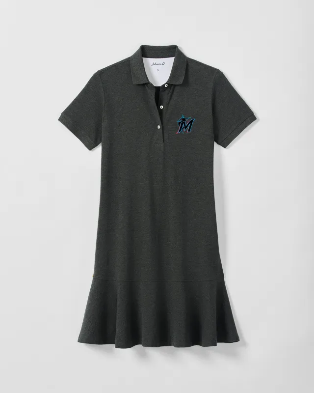 Women's Miami Marlins Janie Pique Mini Polo Dress made by Johnnie-O