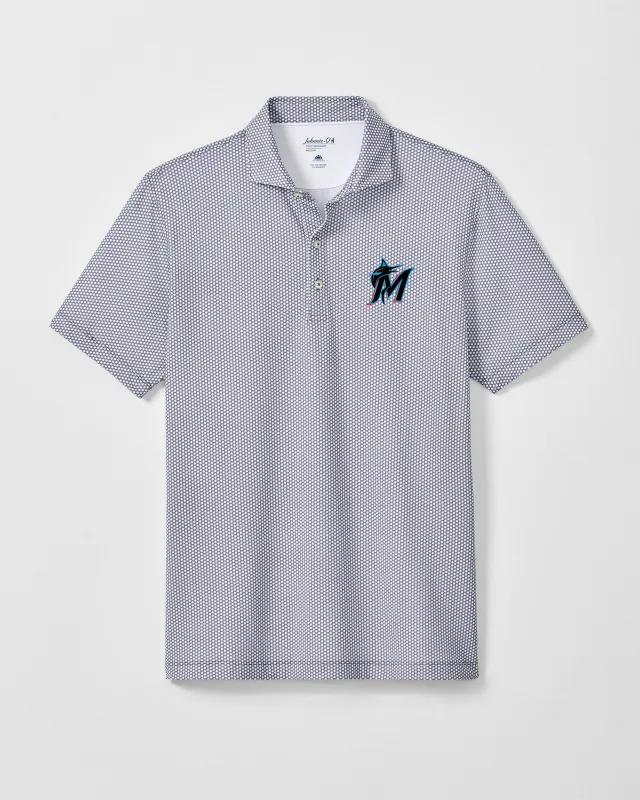 Miami Marlins Hex Performance Jersey Polo made by Johnnie-O