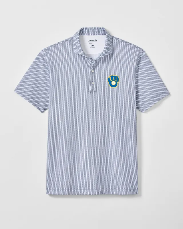 Milwaukee Brewers Hex Performance Jersey Polo - Cooperstown Logo made by Johnnie-O