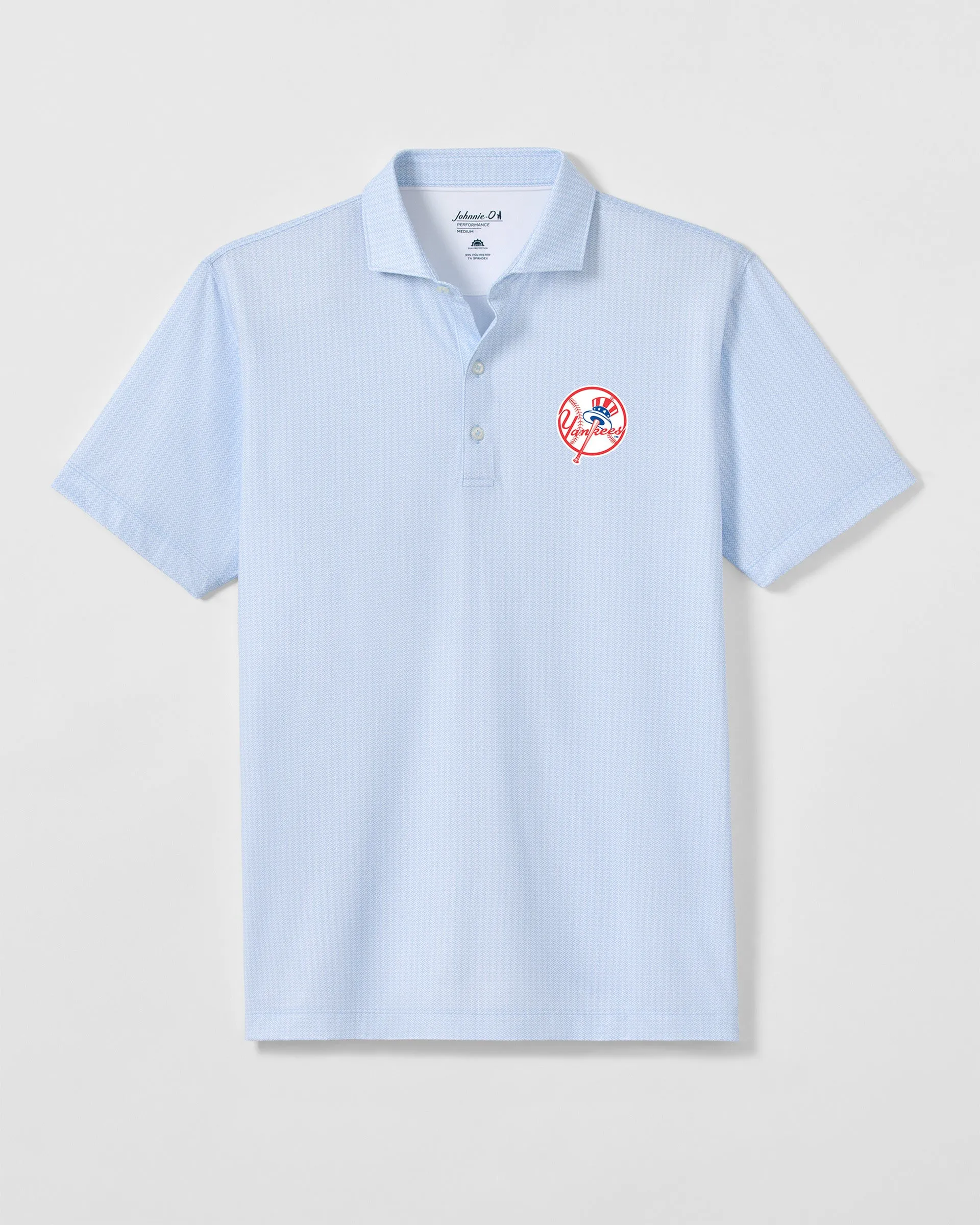 New York Yankees Hat Crosslink Printed Performance Jersey Polo - Cooperstown Hat Logo sold by Johnnie-O