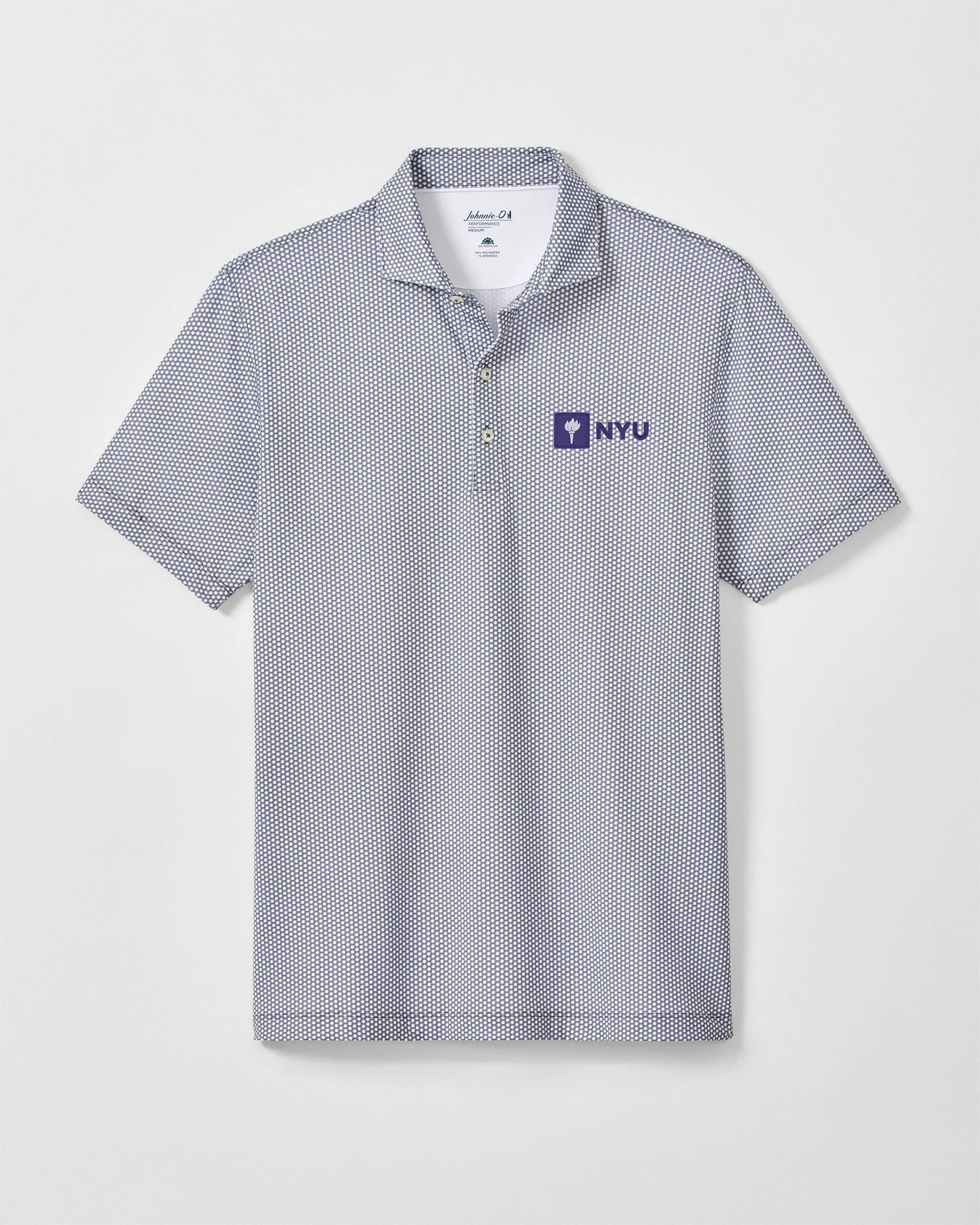 New York University Hex Performance Jersey Polo sold by Johnnie-O