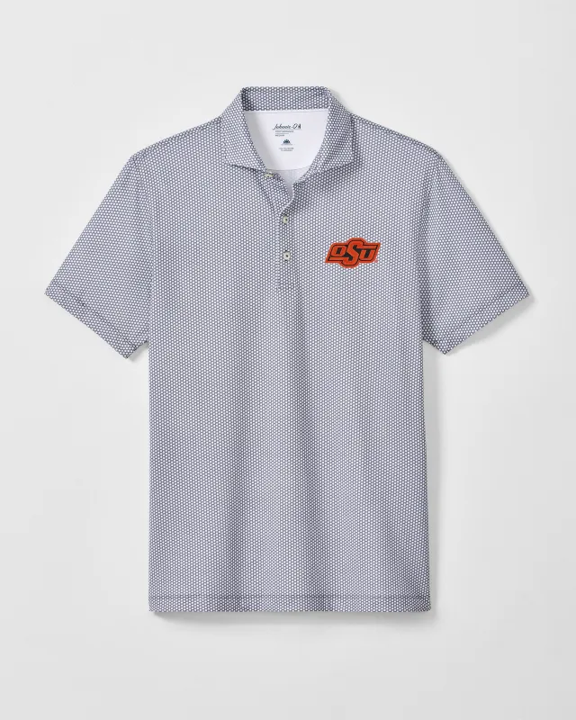 Oklahoma State University Hex Performance Jersey Polo made by Johnnie-O