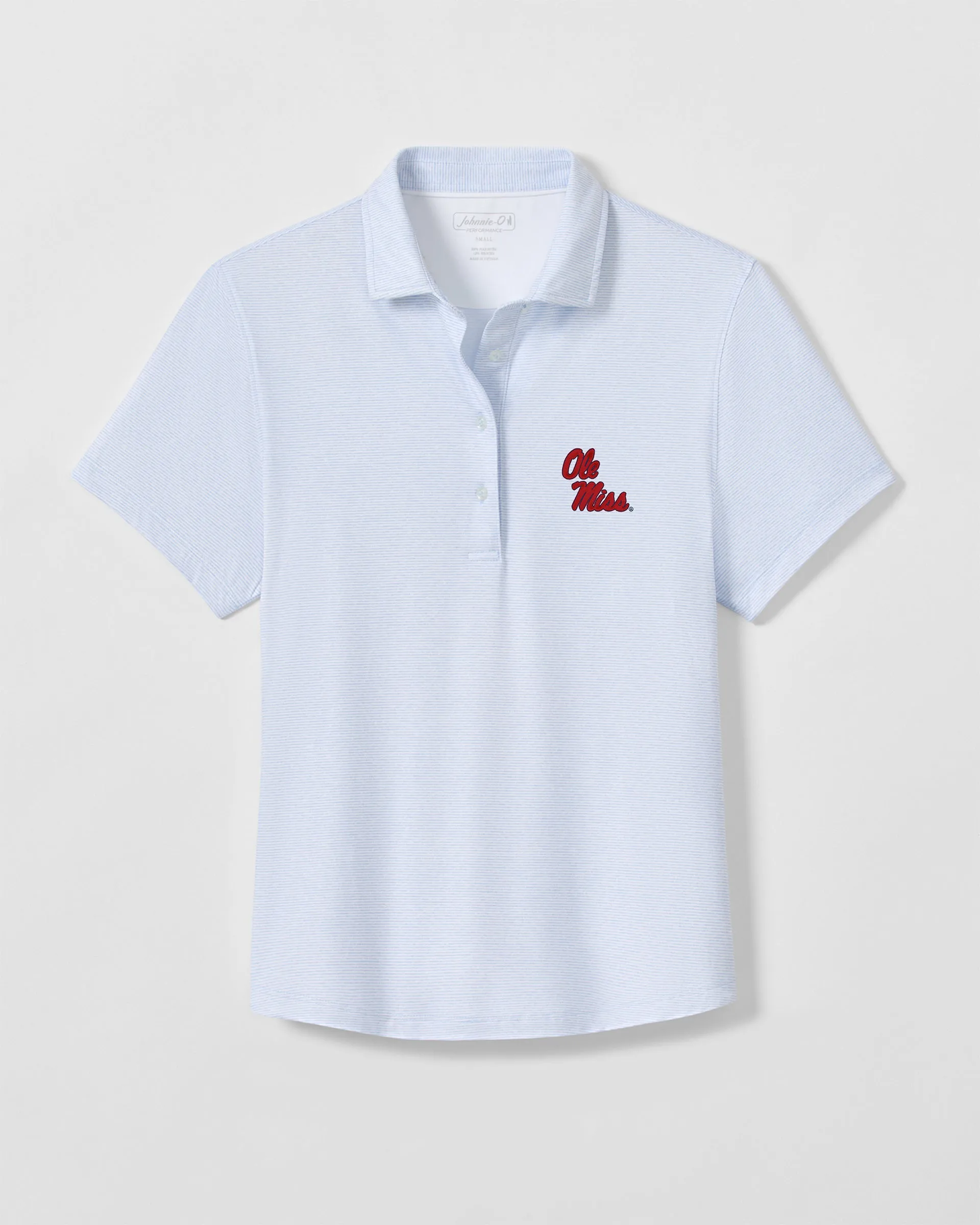 Women's Ole Miss Maxine Featherweight Performance Polo - Stacked Logo sold by Johnnie-O