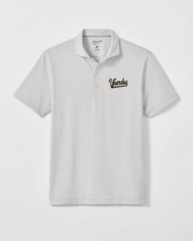 Vanderbilt University Lyndon Striped Jersey Performance Polo - Vault Logo made by Johnnie-O