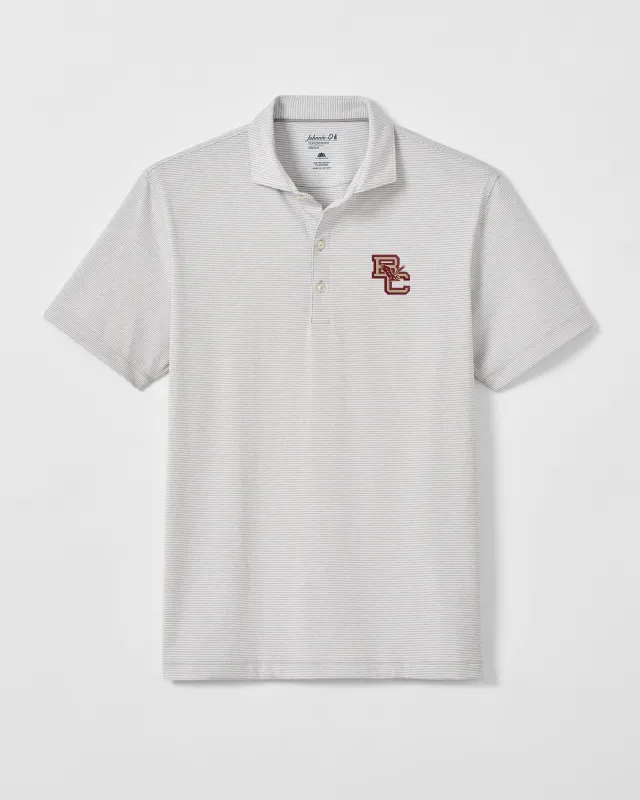 Boston College Lyndonn Striped Jersey Performance Polo - Vault Logo made by Johnnie-O