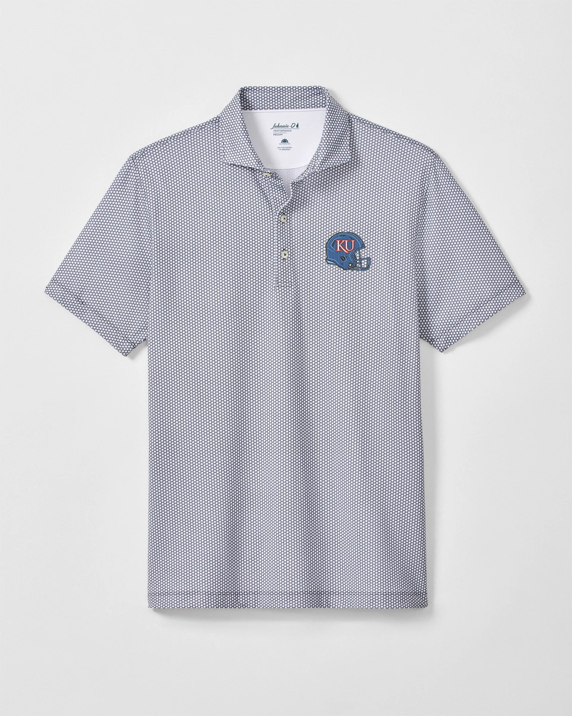University of Kansas Hex Performance Jersey Polo - Helmet Logo sold by Johnnie-O