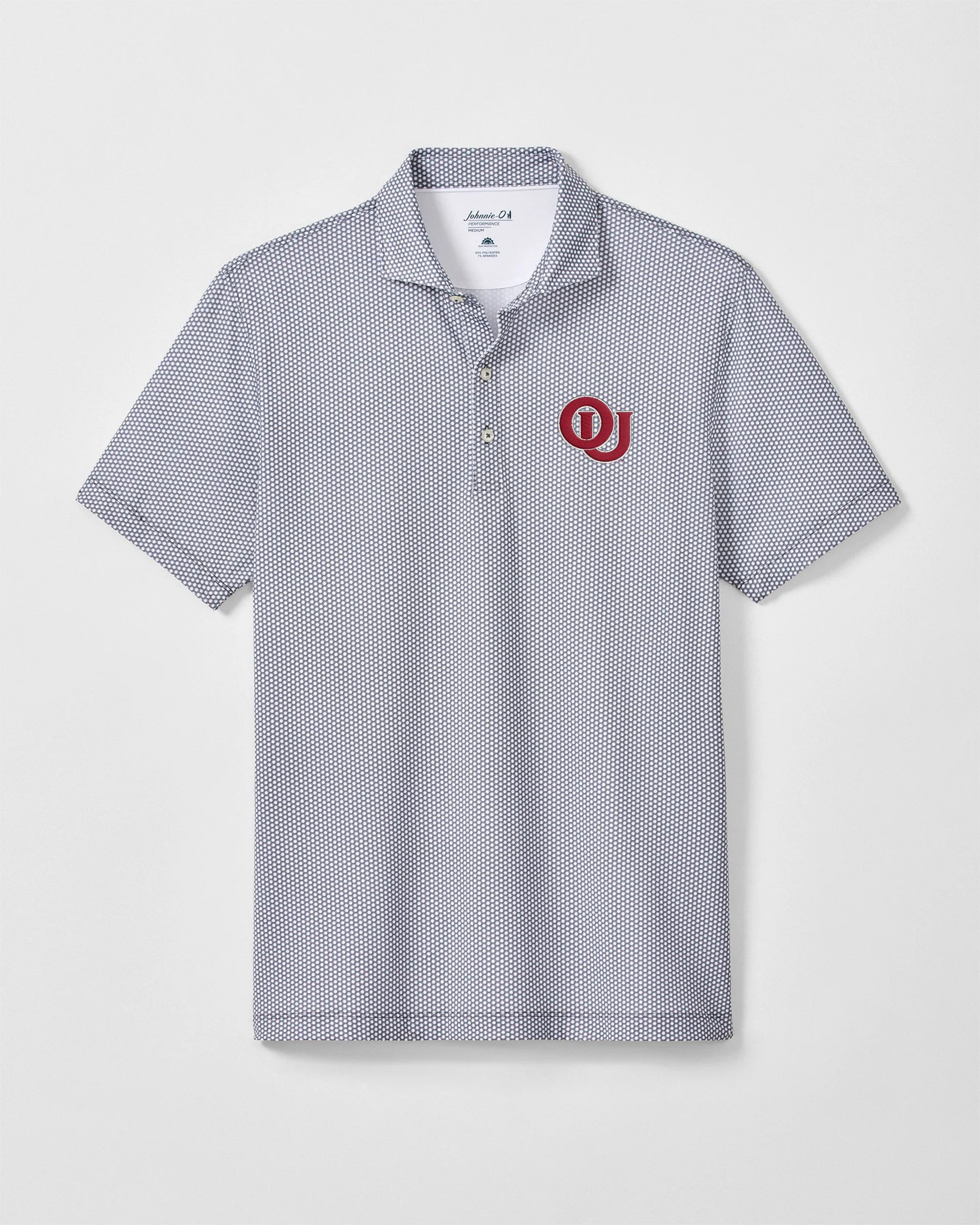 University of Oklahoma Hex Performance Jersey Polo - Vintage Logo sold by Johnnie-O