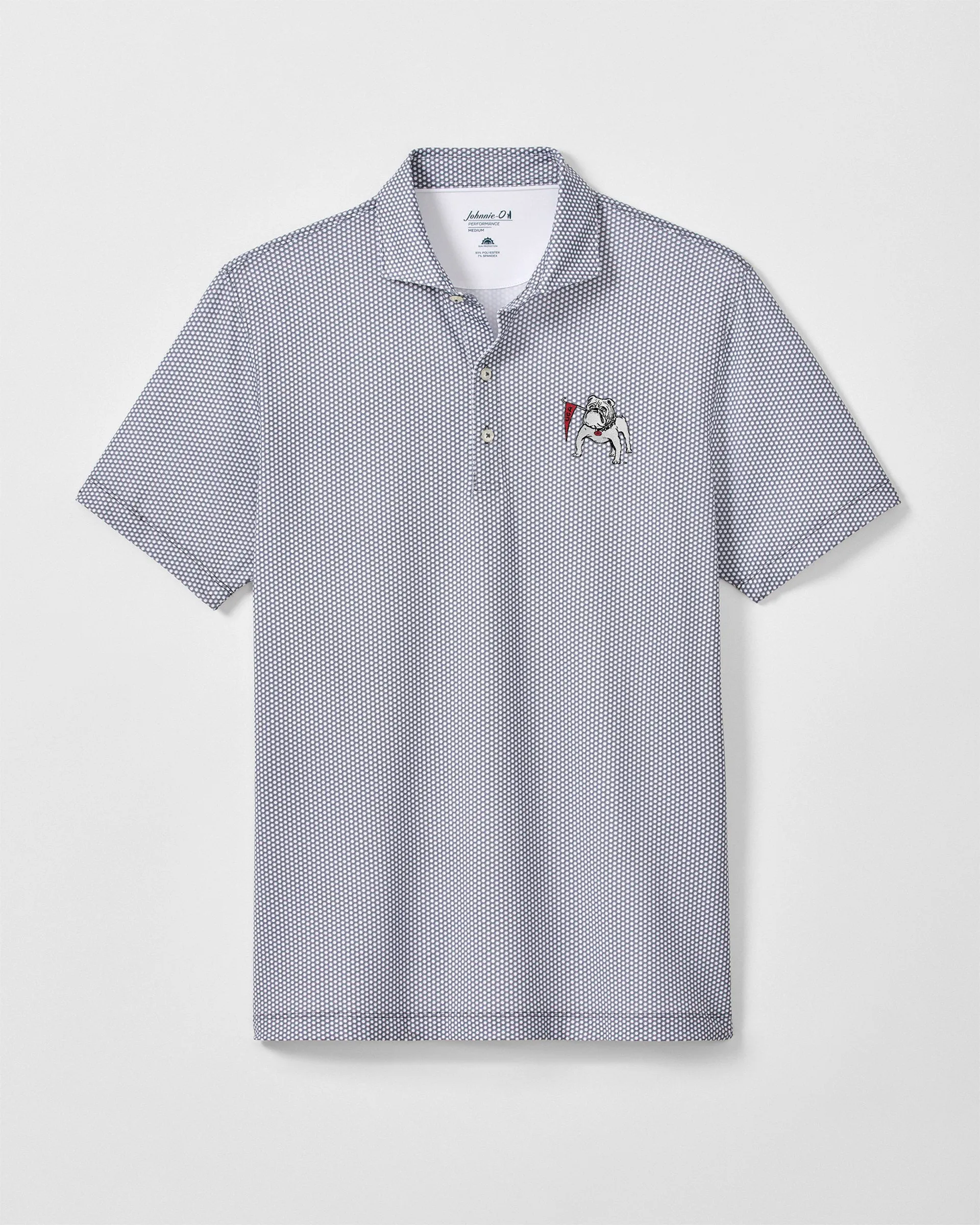 University of Georgia Hex Performance Jersey Polo - Vintage Logo sold by Johnnie-O