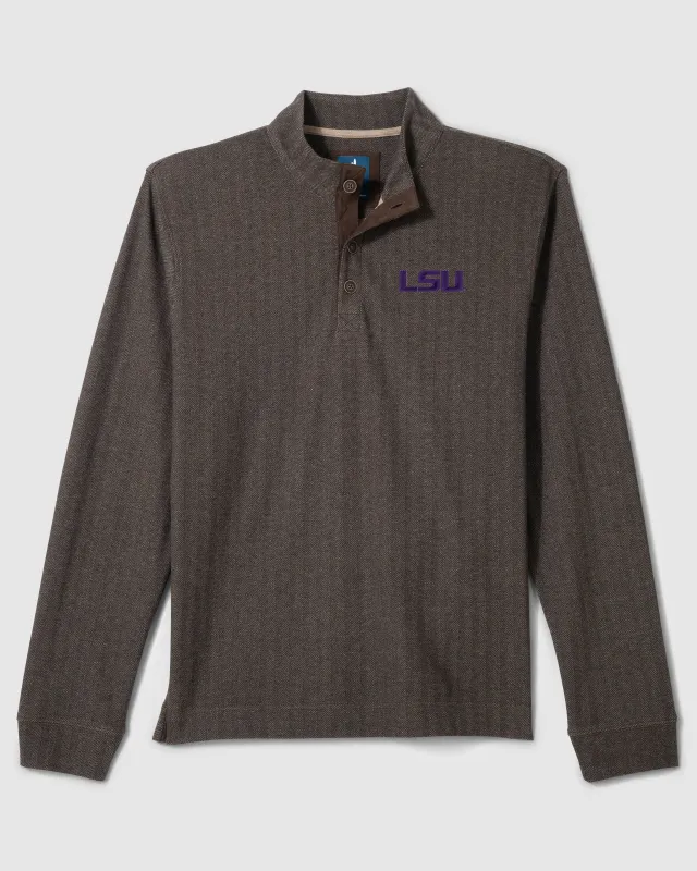 Louisiana State University Cotton Blend Henley made by Johnnie-O