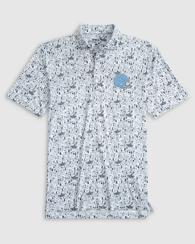 University of North Carolina Hoop There It Is Printed Jersey Performance Polo - Vault Helmet Logo made by Johnnie-O