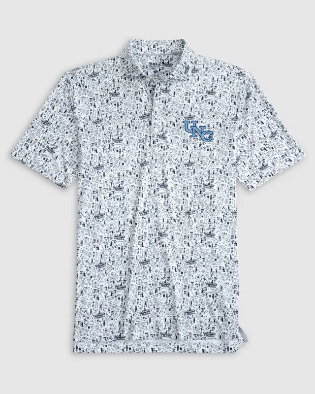 University of North Carolina Hoop There It Is Printed Performance Jersey Polo - Vault Stairstep Logo made by Johnnie-O