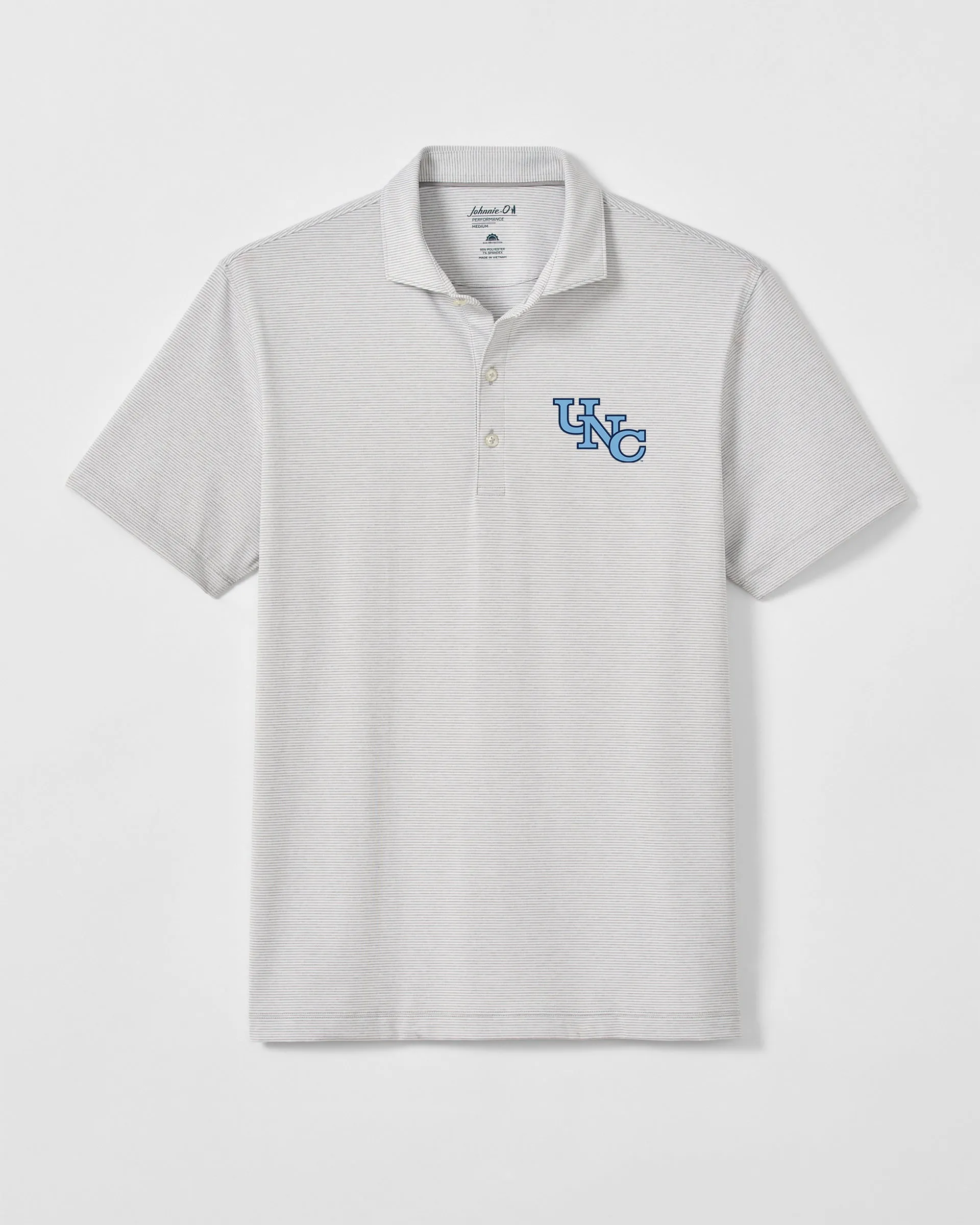 University of North Carolina Lyndon Striped Jersey Performance Polo - Vault Stairstep Logo sold by Johnnie-O product image thumbnail 5